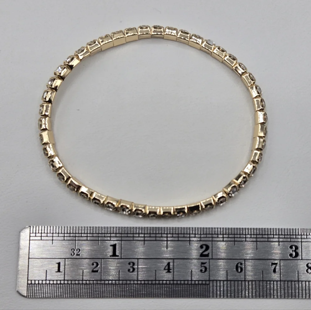 Swarovski Elements Clear Gold Bracelet Made w Swarovski Crystals
